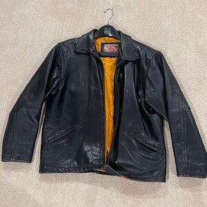 American Base Men's Black 3/4 Heavy Leather Jacket Size M